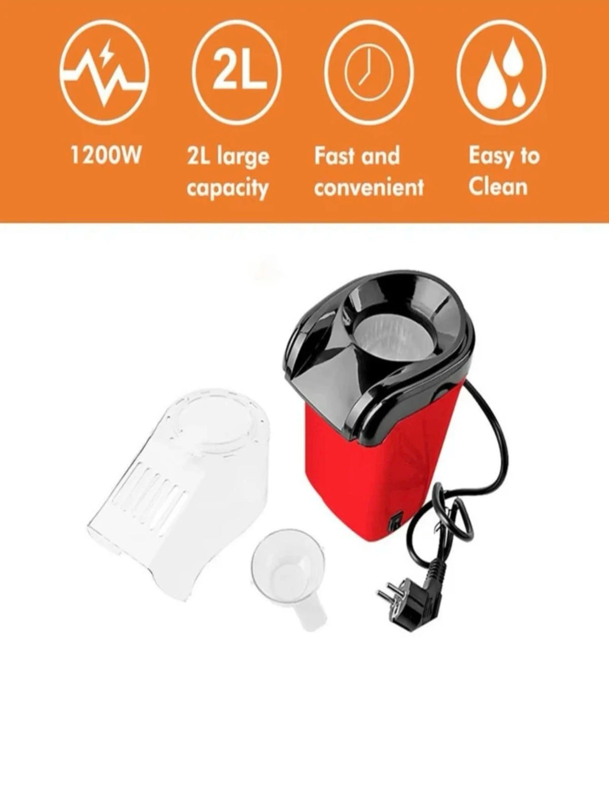 Pipoqueira elétrica de 1200w, máquina de pipoca sem necessidade de óleo para casa, família, crianças  Popcorn Maker Máquina Pipo