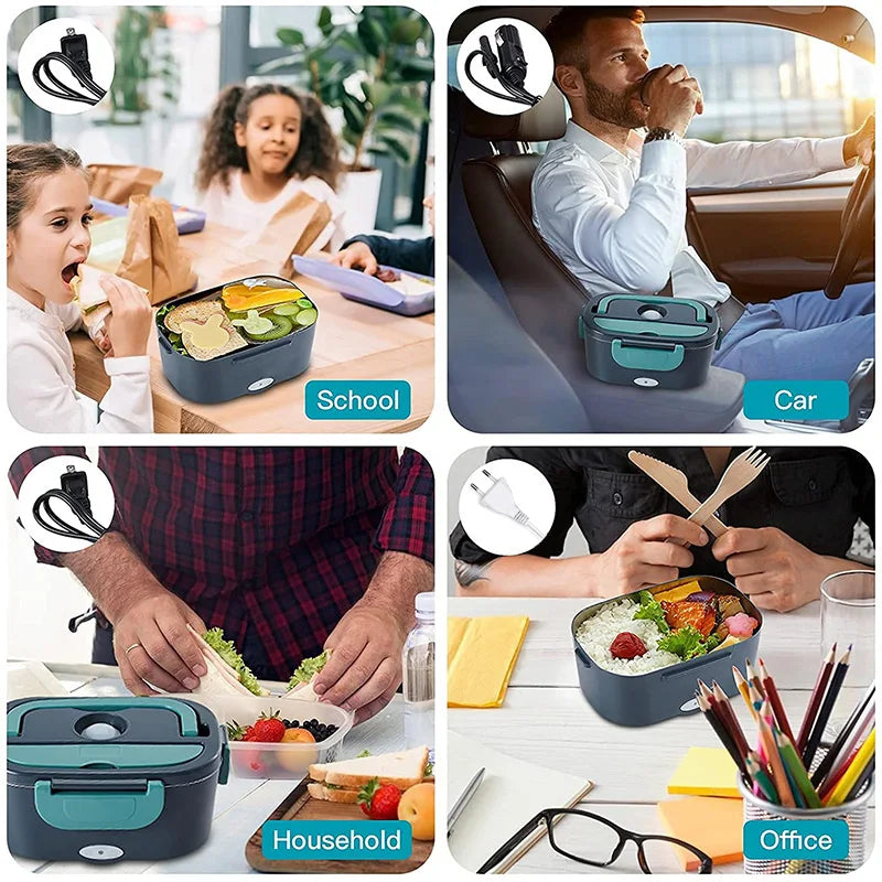2-in-1 electric lunch box leak-proof portable food warmer 1.5L/2microwave bento lunch box with stainless steel container