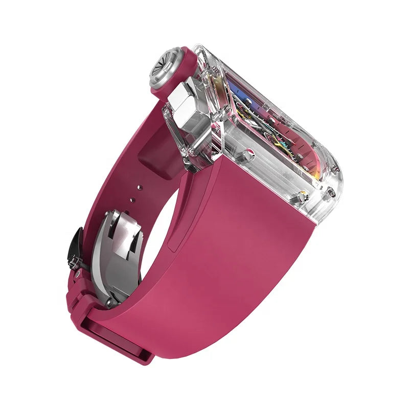 Sapphire Openwork Mechanical Watch for Men - Transparent Dial Design with Luminous Hands, Available in Multiple Colours