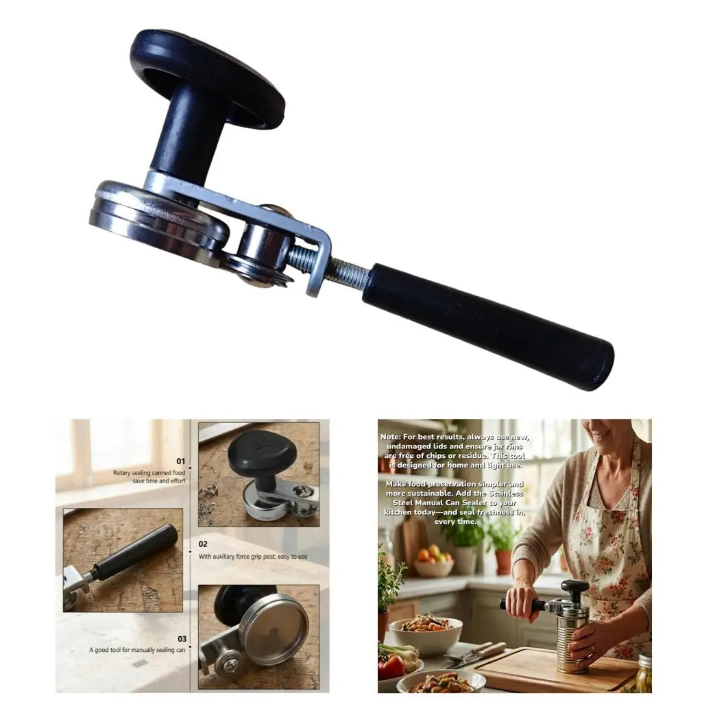 Manual Can Sealer Portable Stainless Steel Can Seaming Machine Durable Professional Food Grade Sealer for Home Kitchen Mason Jar