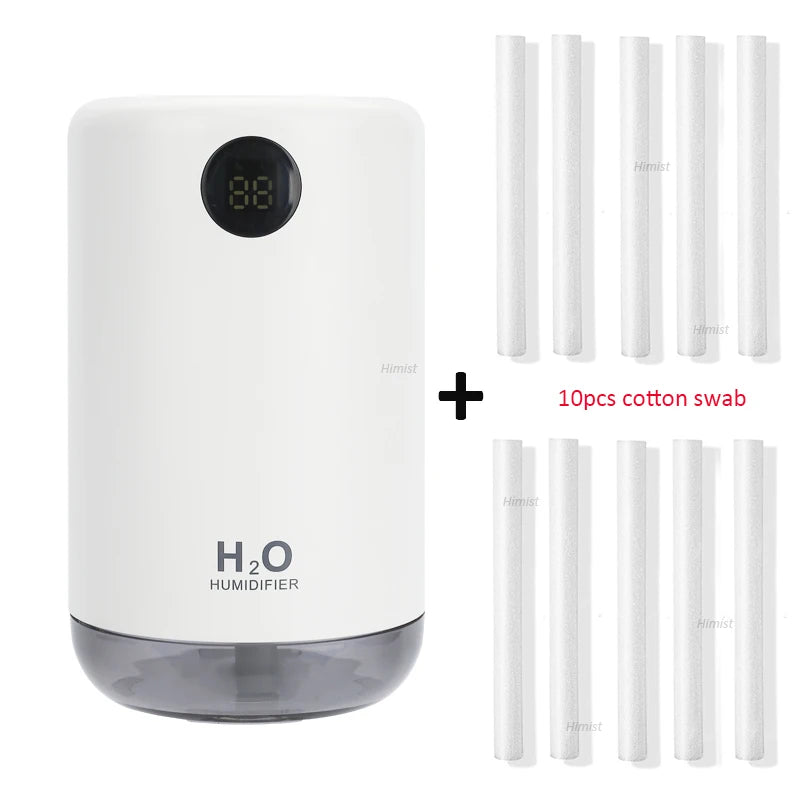 Home Table Wireless Ultrasonic Air Humidifier, Portable Mini Aroma Water Mist Diffuser, Battery Life Show, 500ml, 2000mAh