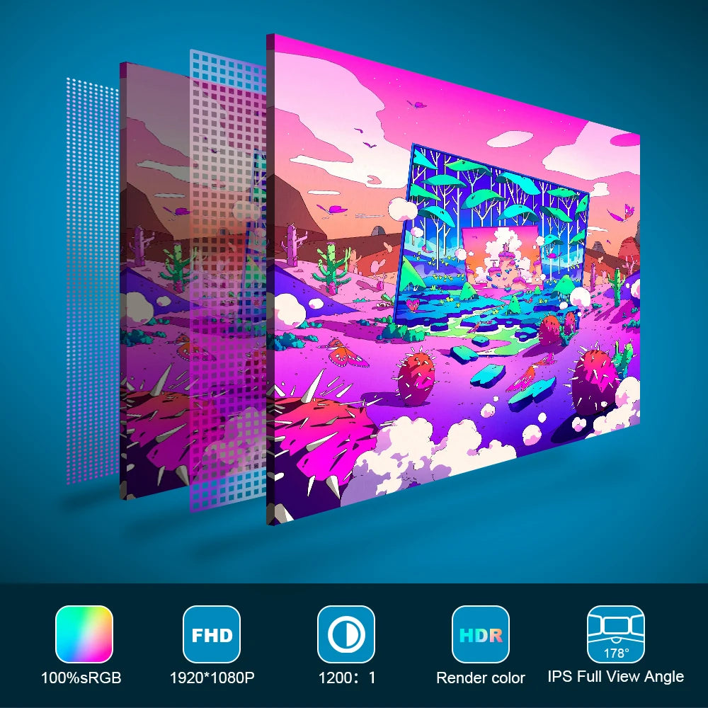 13.3 Inch Portable Touch Monitor 1080P 1200:1 100% of SRGB Color Gamut Touch Screen Portable Gaming Monitor for Laptop Ps5