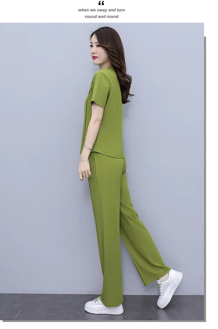 Tracksuit Women's Sports Suit Casual Casual Summer New Age Reducing Trendy Large Size Slim Two-piece Trend Sportswear SETS