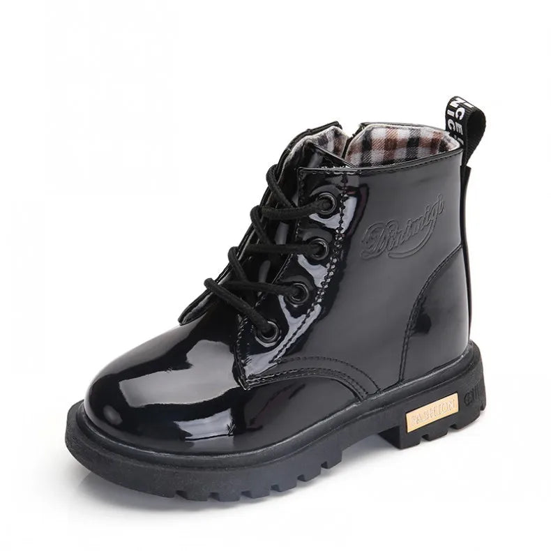 Kids Winter Boots Children Snow Boots for Toddlers Boys Girls Candy Color Patent Leather Warm Cotton Rubber Boots Tide Shoes
