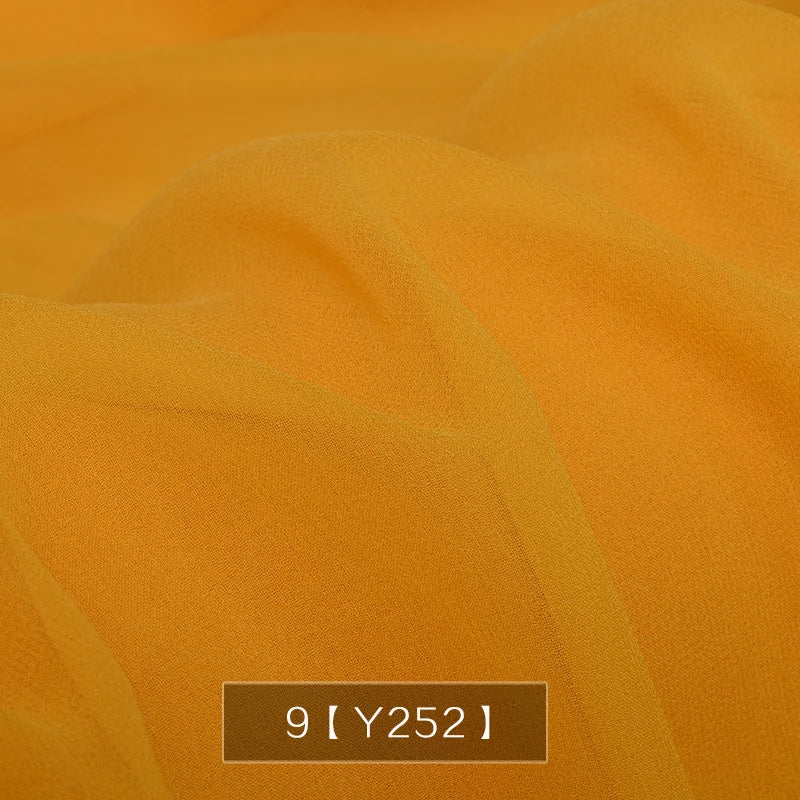 Yellow Orange Gold Dye Pure 100% Chiffon Silk Georgette Fabric Silk Chartreuse Plain Silk Women Dress Material Thin Good Drapes