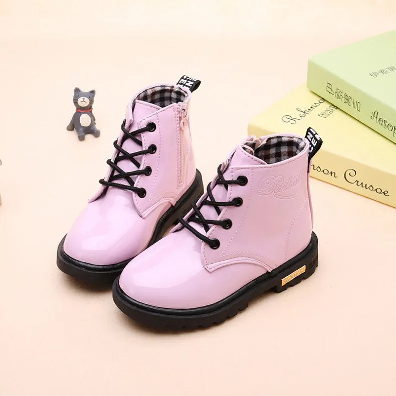 Kids Winter Boots Children Snow Boots for Toddlers Boys Girls Candy Color Patent Leather Warm Cotton Rubber Boots Tide Shoes
