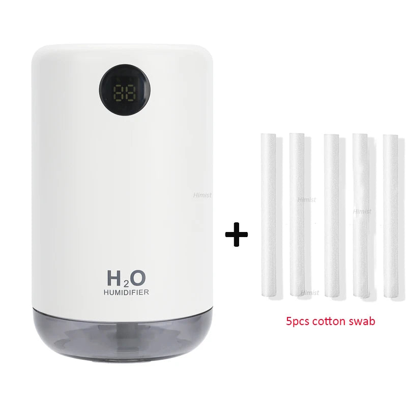 Home Table Wireless Ultrasonic Air Humidifier, Portable Mini Aroma Water Mist Diffuser, Battery Life Show, 500ml, 2000mAh