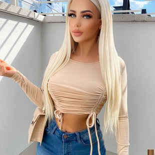 2025 Amazon autumn and winter fashion women's European and American sexy trend slim skirt rib zipper long sleeve dress