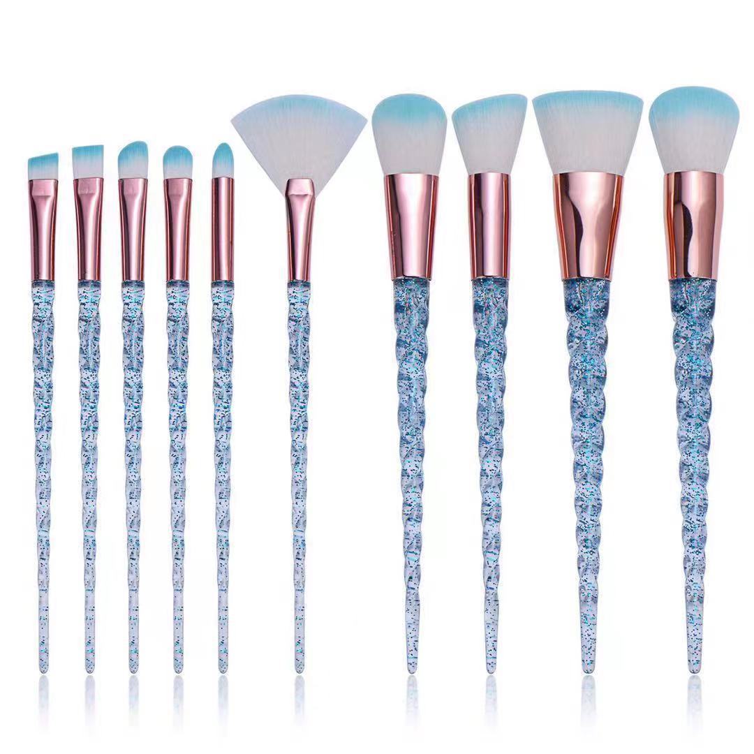 10 Pcs Threaded Makeup Brush Unicorn Makeup Brush suit Multifunctional Full Set Beauty Brush Makeup Tools