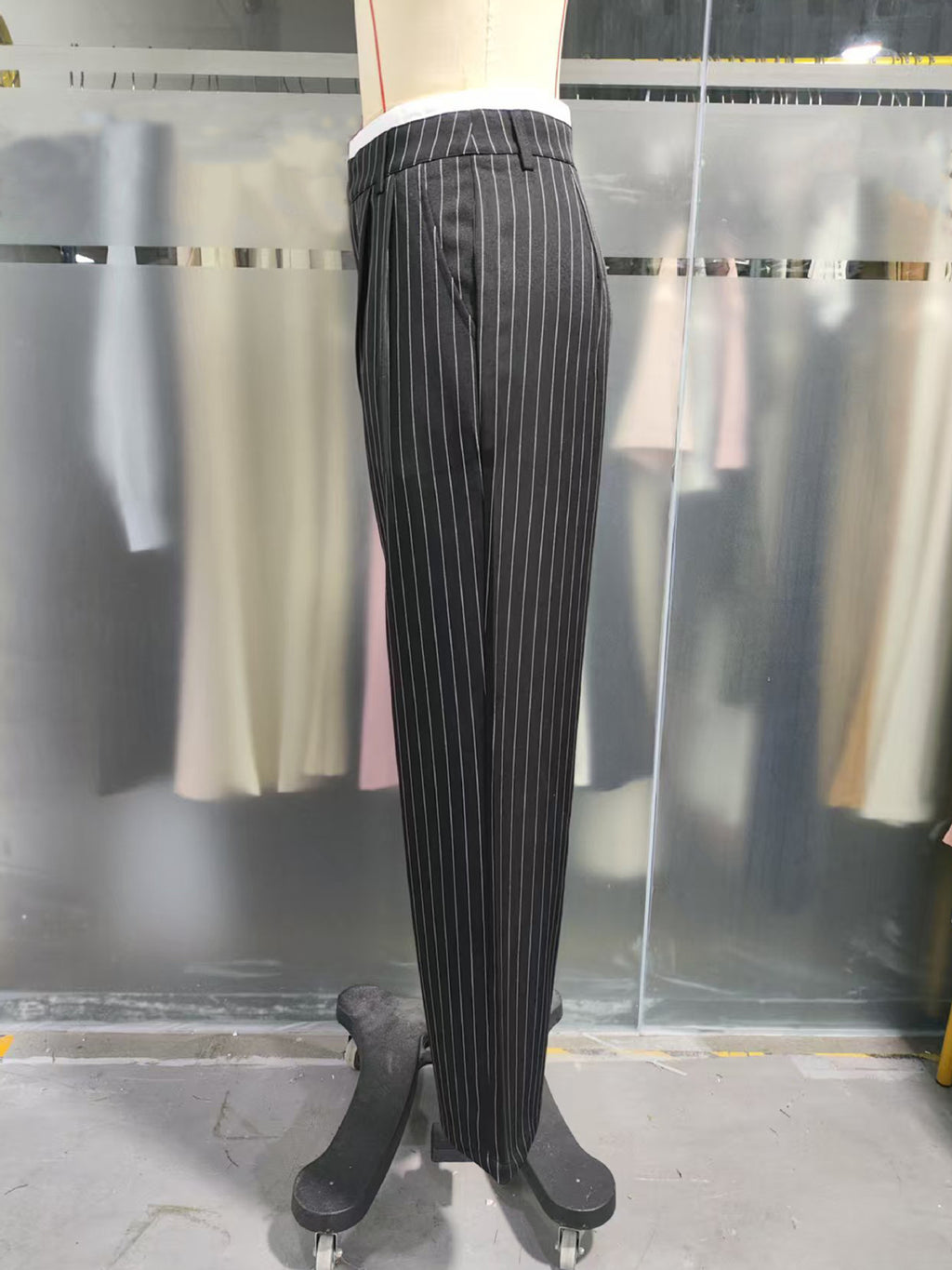 2025 Cross-border Spring and Summer New Women's Trousers Fashion Casual High Waist Stitching Dosing Loose Straight Pants