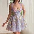 2025 Direct Sales European and American Cross-Border Amazon Women's Fashion Three-Dimensional Flower Embroidery Bodycon Sexy Strap Dress