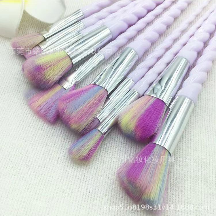 10 Pcs Threaded Makeup Brush Unicorn Makeup Brush suit Multifunctional Full Set Beauty Brush Makeup Tools