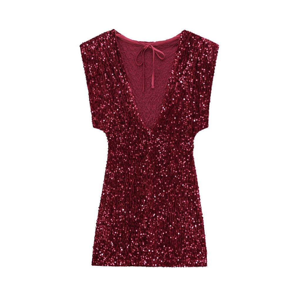 Cross-Border European and American Style Sequin Velvet Dress 9565976 Fairy Spirit