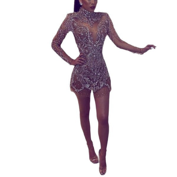 Autumn and Winter New Cross-Border European and American Foreign Trade Women's Clothing Cross-Border New Eaby Round Neck Long-Sleeved Dress Small Dress New Style