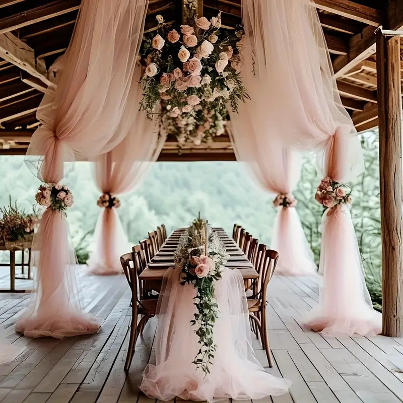 Wedding gauze curtain white gauze cross-border outdoor gauze curtain scene background decoration party wedding gauze wedding arch