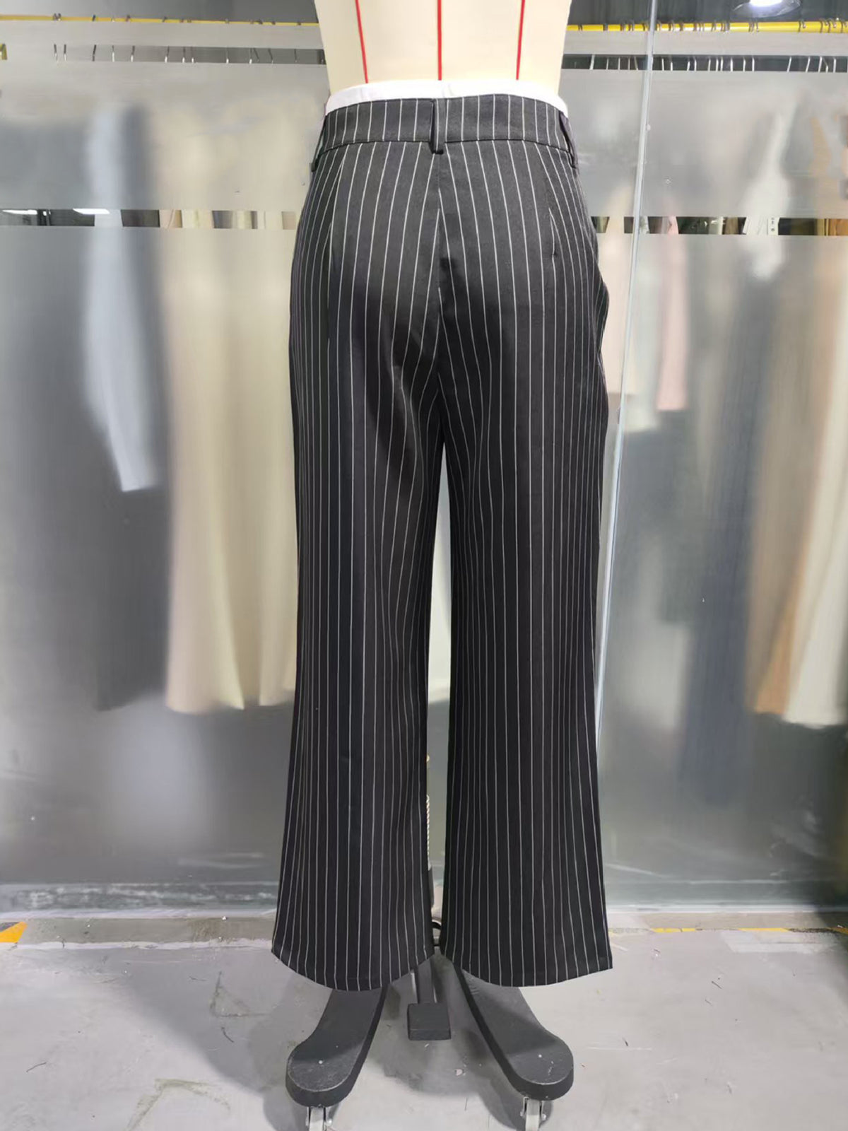2025 Cross-border Spring and Summer New Women's Trousers Fashion Casual High Waist Stitching Dosing Loose Straight Pants