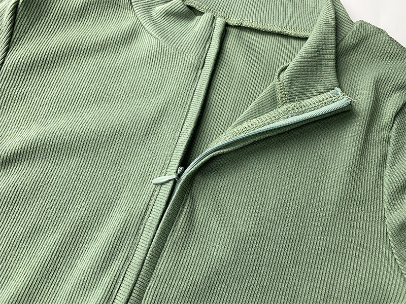 2025 Amazon autumn and winter fashion women's European and American sexy trend slim skirt rib zipper long sleeve dress
