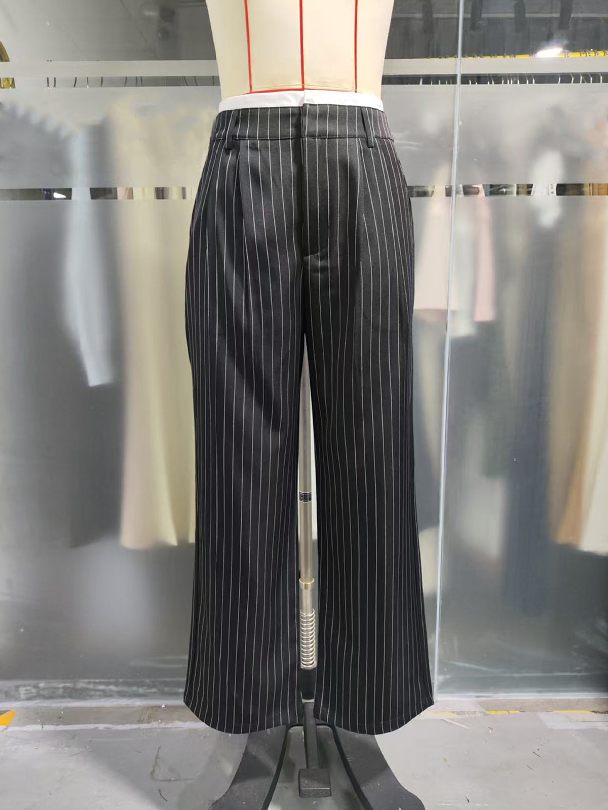 2025 Cross-border Spring and Summer New Women's Trousers Fashion Casual High Waist Stitching Dosing Loose Straight Pants