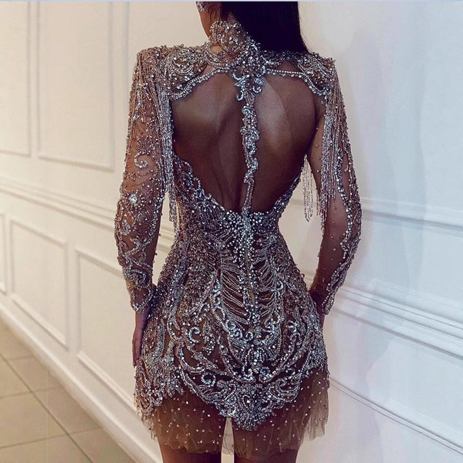 Autumn and Winter New Cross-Border European and American Foreign Trade Women's Clothing Cross-Border New Eaby Round Neck Long-Sleeved Dress Small Dress New Style