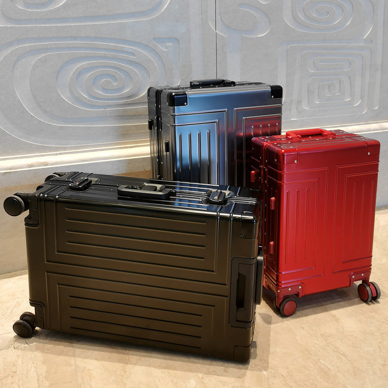 100% Aluminum-magnesium Alloy Travel Suitcase Rolling Luggage 20/24/28 inch Trolley Luggage Carry-On Cabin Suitcase Bag TSA Lock