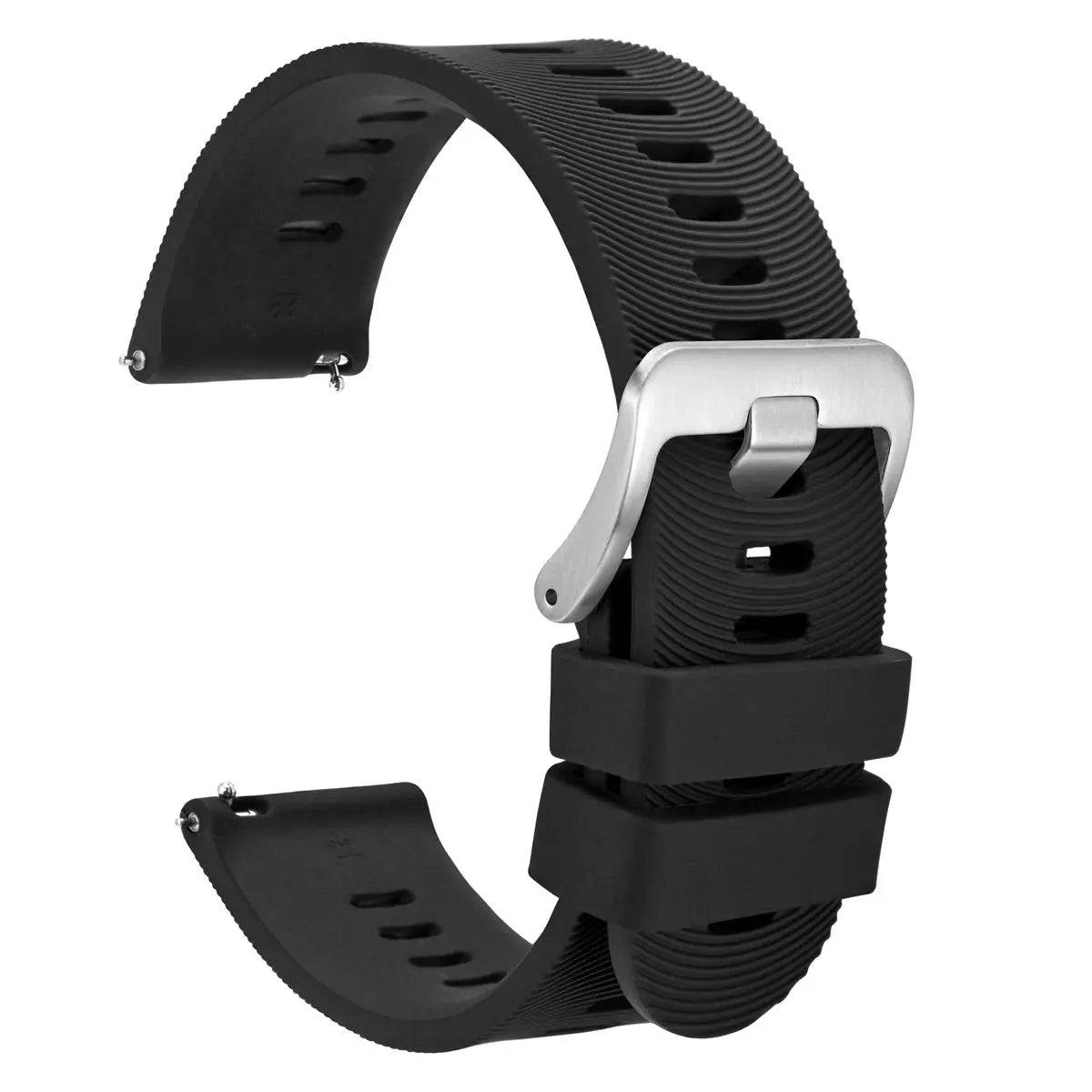 WOCCI Silicone Watch Band with Arch Stripes Texture 18mm 20mm 22mm 24mm 26mm for Men Women Waterproof Soft Sturdy
