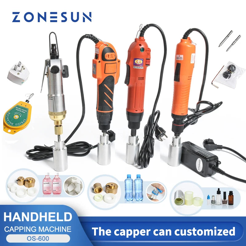 ZONESUN ZS-OS600 Manual Flat Cap Screwing Machine With Security Ring For Electric Plastic Bottle Portable Wearable Lid