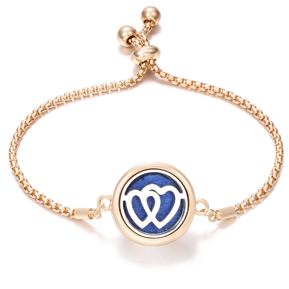 New Trendy Golden Tree of Life Stainless Steel Aromatherapy Bangle Women Essential Oil Diffuser Perfume Lockets Bracelet Jewelry