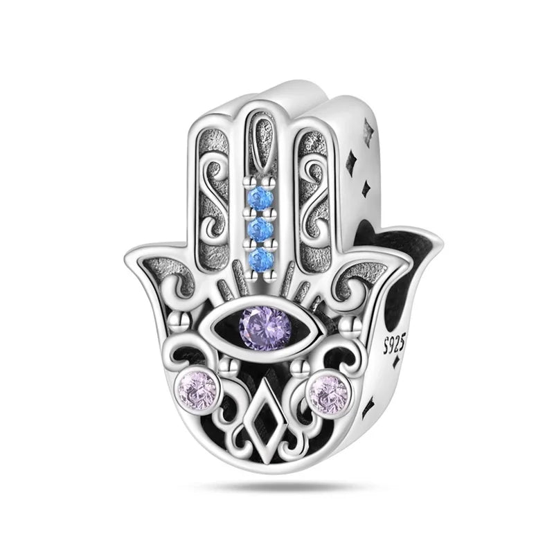 925 Silver Color Gem Butterfly Luminous Firefly Purple Charms Pendants Fit 3mm 925 Original Bracelets DIY Party Jewelry Gift