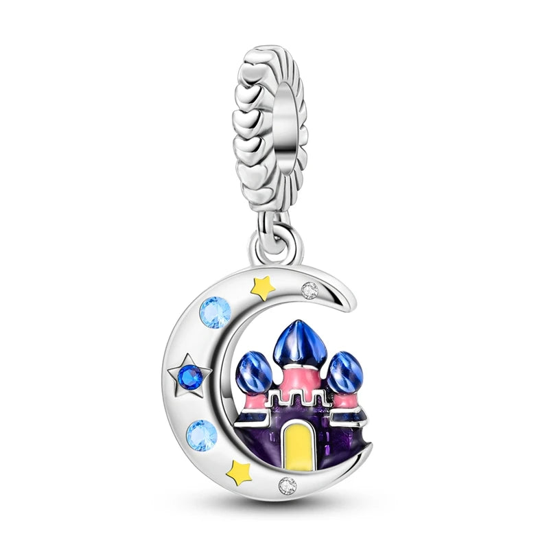925 Silver Color Gem Butterfly Luminous Firefly Purple Charms Pendants Fit 3mm 925 Original Bracelets DIY Party Jewelry Gift