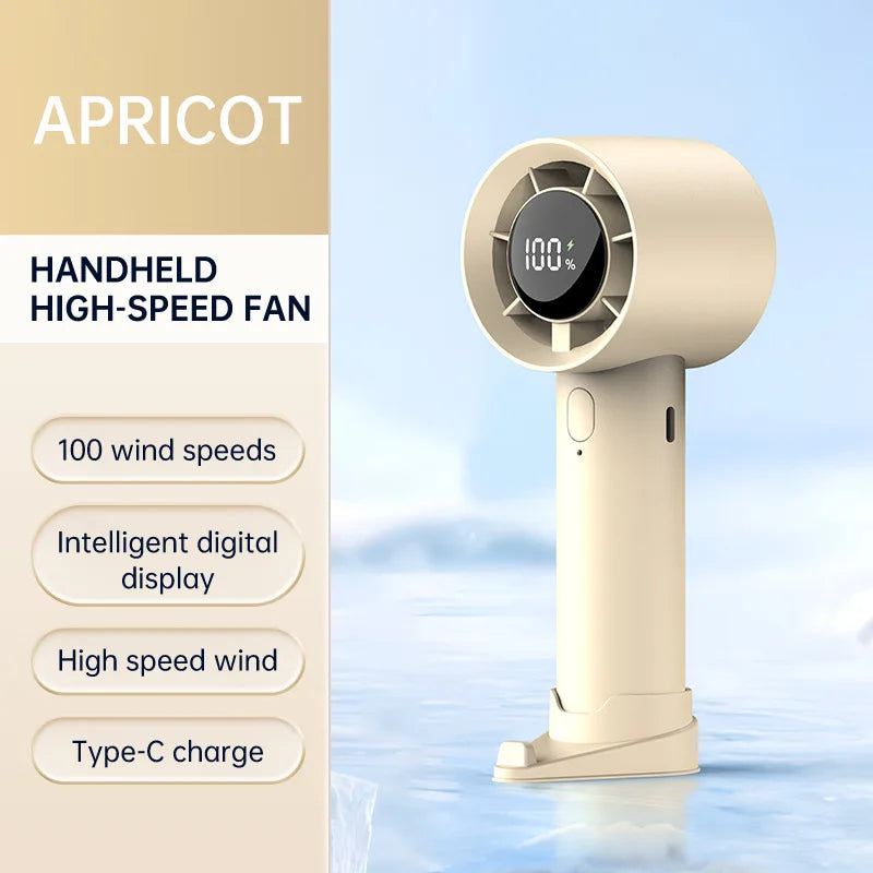 Lenovo Portable Ice Cooling Mini Handheld Fan 100 Speeds Powerful Fan High-speed USB Rechargeable Cooler with Phone Stand