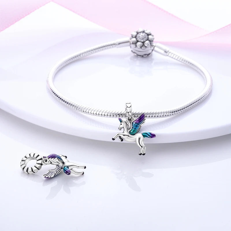 925 Silver Color Gem Butterfly Luminous Firefly Purple Charms Pendants Fit 3mm 925 Original Bracelets DIY Party Jewelry Gift