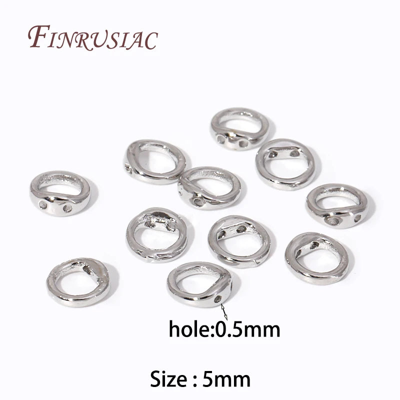 10/20Pcs End Beads Tip End Bead Findings 18K Gold Plated 2 Hole Connecting Ring For DIY Beading Jewellery Making Supplies