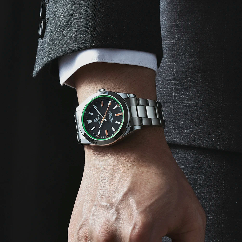 2026 BENYAR mechanical men's watch top business brand men's waterproof automatic sports watch stainless steel relogio masculino