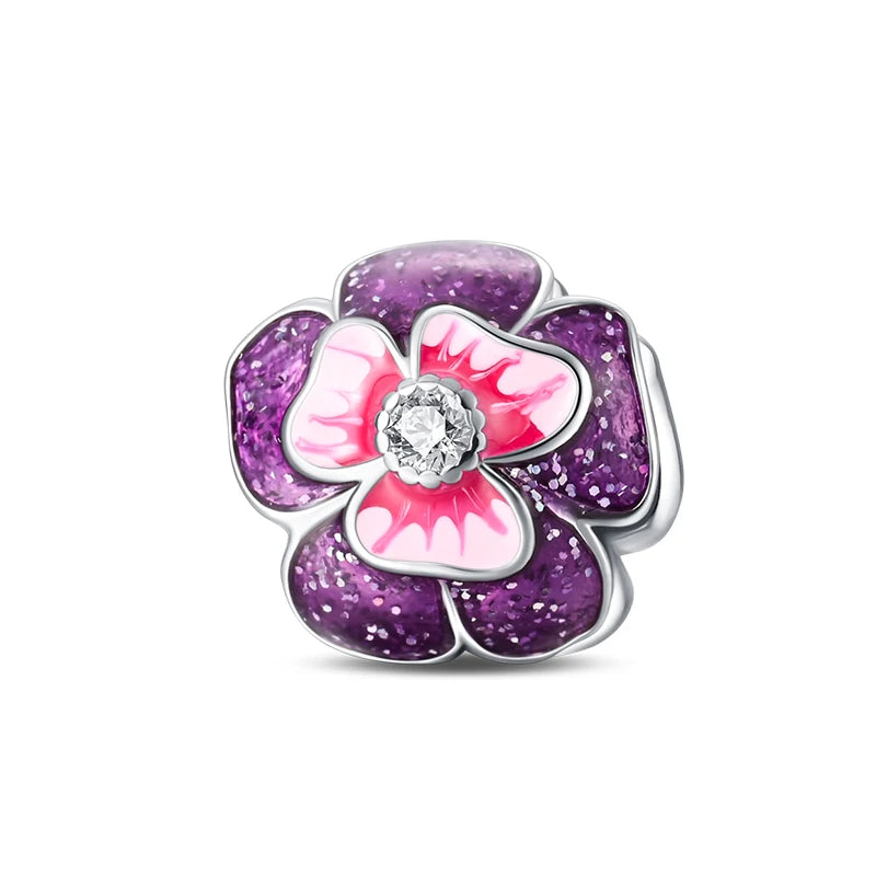 925 Silver Color Gem Butterfly Luminous Firefly Purple Charms Pendants Fit 3mm 925 Original Bracelets DIY Party Jewelry Gift