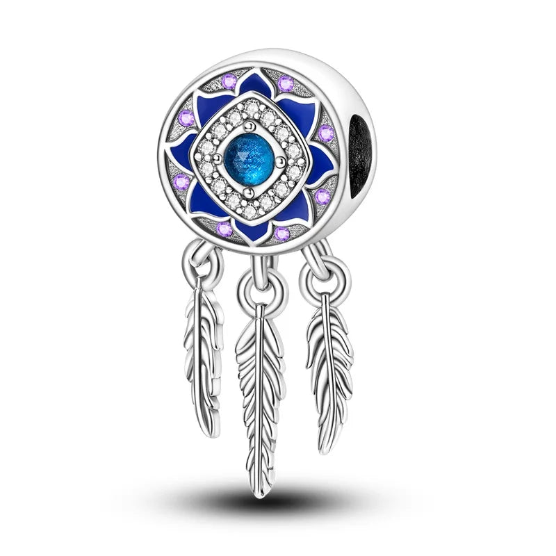 925 Silver Color Gem Butterfly Luminous Firefly Purple Charms Pendants Fit 3mm 925 Original Bracelets DIY Party Jewelry Gift