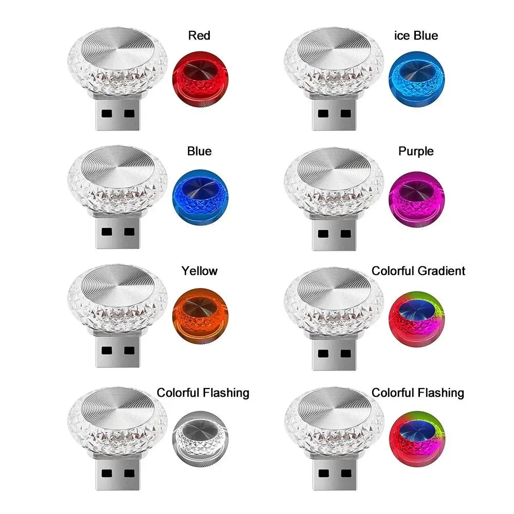 1PC Car USB Ambient Light Mini LED Decorative Atmosphere Lamps For Auto Interior Environment Light Computer Light Plug Play