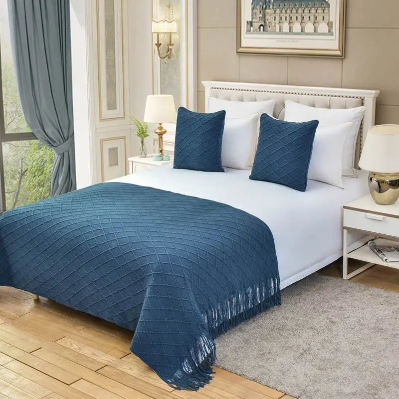 1 Piece Bedspreads Solid Color Tassel Bed Runners Scarves Modern Bed Throws for Foot of Bed Queen King Size Home Decoration
