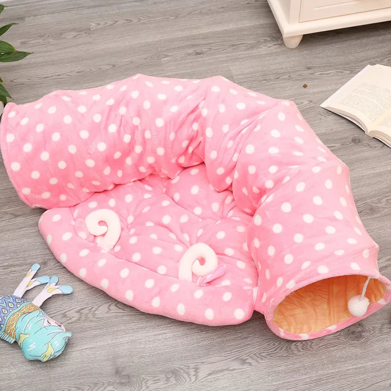 Pet Cat Tunnel Toys 2 In1 Collapsible Cat Nest Kitten Bed Tunnels Interactive Play Toy Indoor Tent for Cat Exercising Products