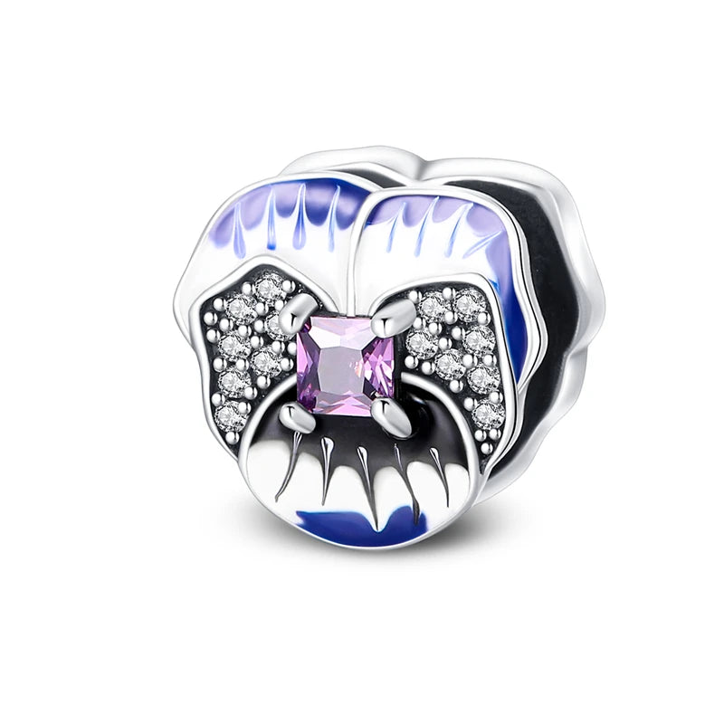 925 Silver Color Gem Butterfly Luminous Firefly Purple Charms Pendants Fit 3mm 925 Original Bracelets DIY Party Jewelry Gift