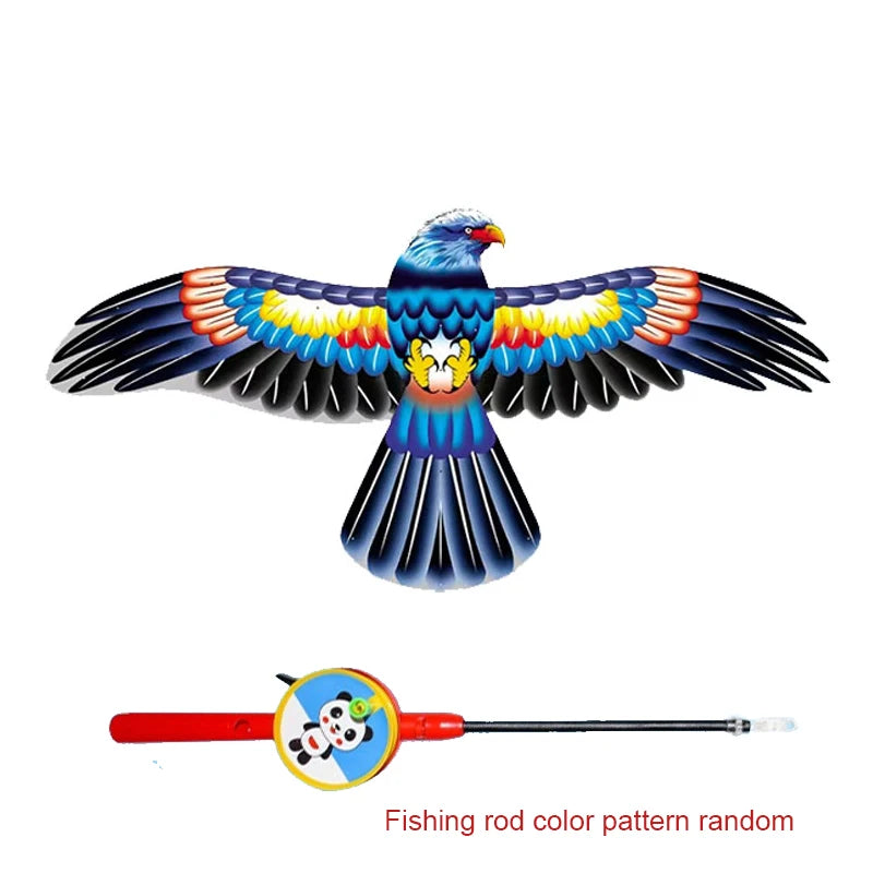 Mini Fishing Rod Kite for Kids Vivid Butterfly Swallow Parrot Easy to Fly Goldfish Kites for Toddler Outdoor Beach Park Beginner
