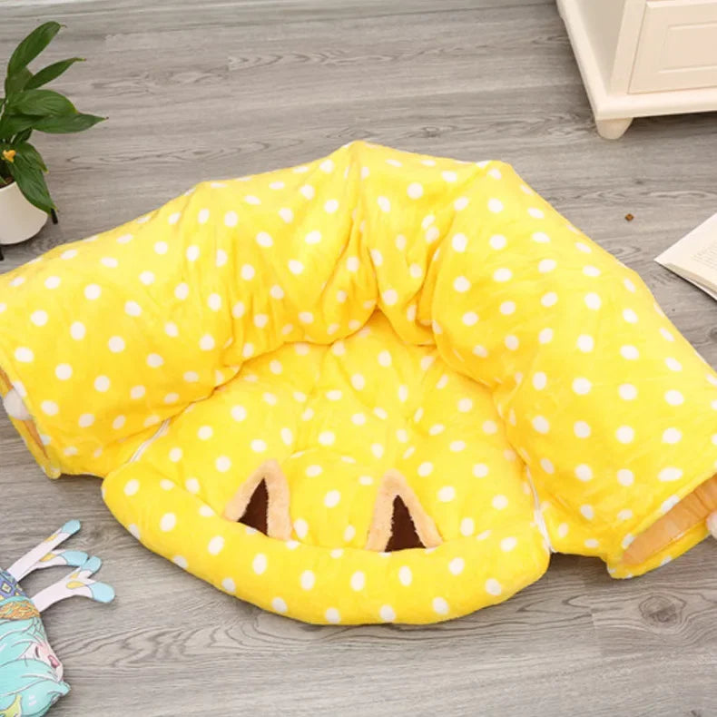 Pet Cat Tunnel Toys 2 In1 Collapsible Cat Nest Kitten Bed Tunnels Interactive Play Toy Indoor Tent for Cat Exercising Products