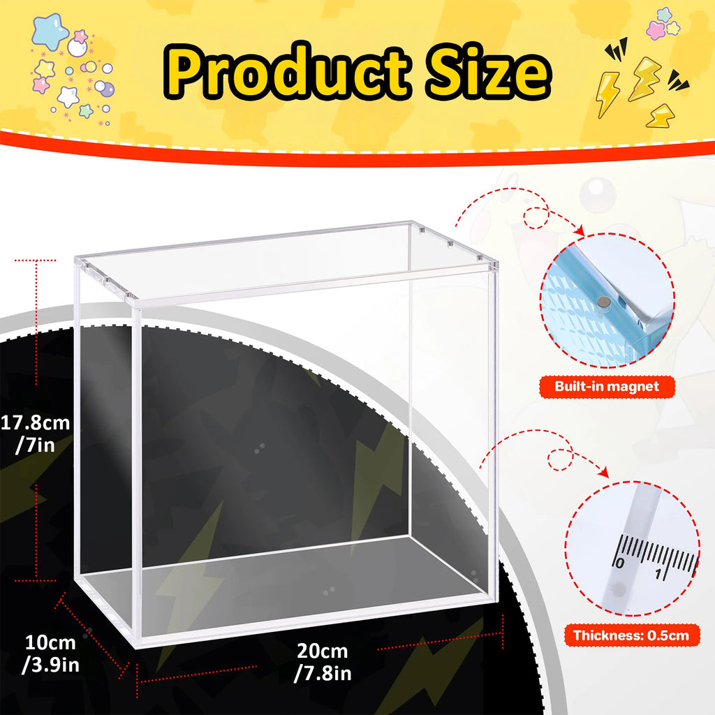 Display Box Clear Ultra Acrylic Waterproof Anti-UV Dust-Proof Booster Show Case Magnetic Close for ETB PokemonBox Protector