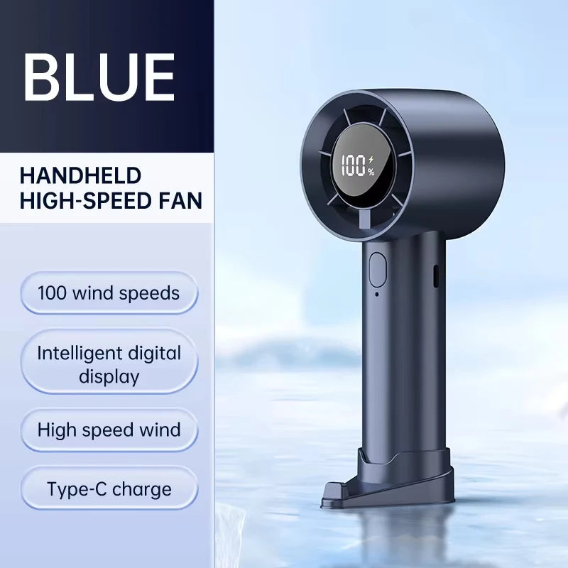 Lenovo Portable Ice Cooling Mini Handheld Fan 100 Speeds Powerful Fan High-speed USB Rechargeable Cooler with Phone Stand