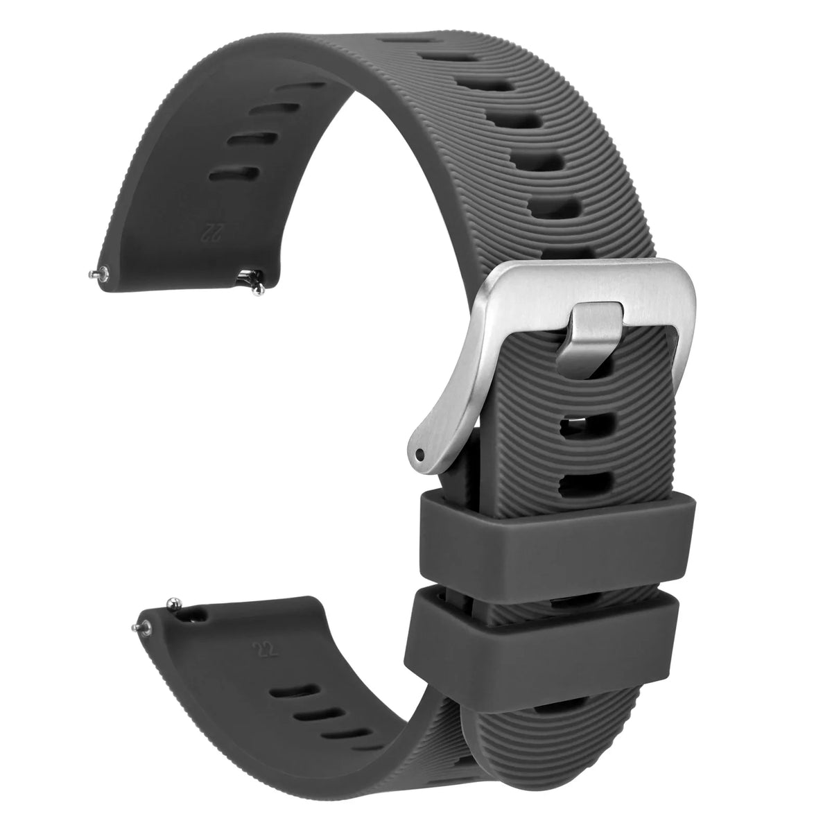 WOCCI Silicone Watch Band with Arch Stripes Texture 18mm 20mm 22mm 24mm 26mm for Men Women Waterproof Soft Sturdy