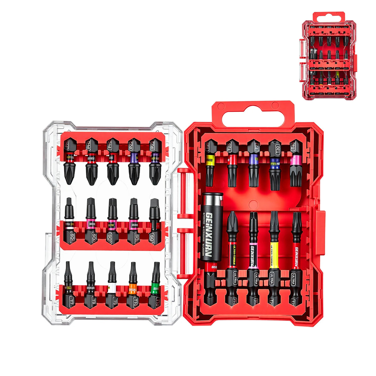 Geinxurn Impact Driver Bit Set with Nut Driver & Double Lock Impact Bit Holder S2 Alloy Steel for DIY