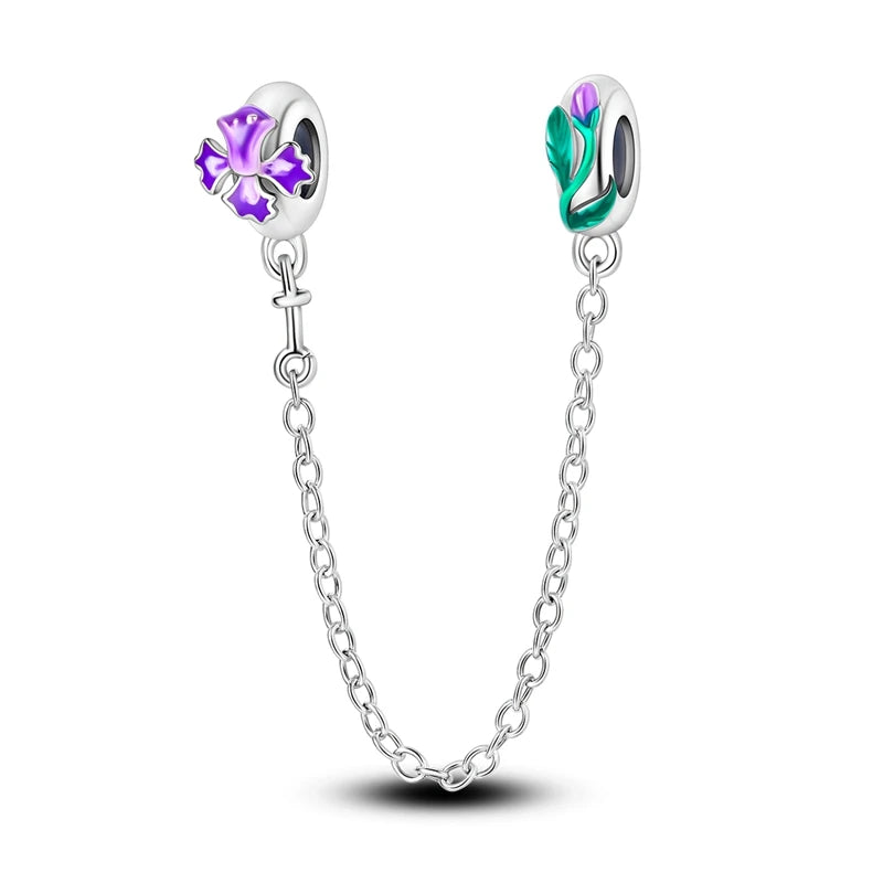 925 Silver Color Gem Butterfly Luminous Firefly Purple Charms Pendants Fit 3mm 925 Original Bracelets DIY Party Jewelry Gift
