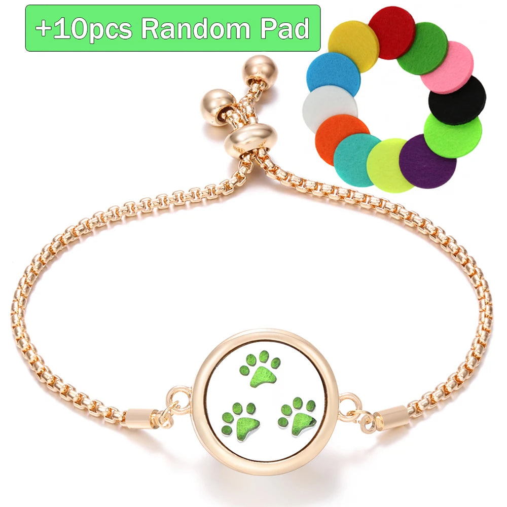 New Trendy Golden Tree of Life Stainless Steel Aromatherapy Bangle Women Essential Oil Diffuser Perfume Lockets Bracelet Jewelry