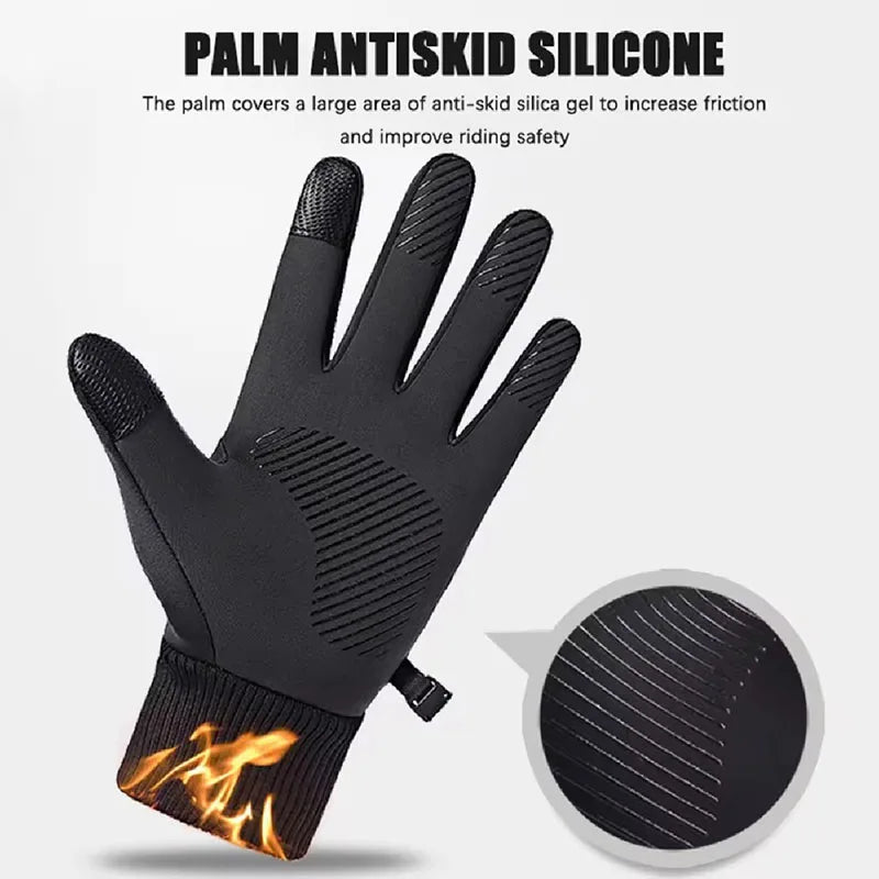 Men's Winter Driving Touch Screen Gloves Warm and Wear Resistant Gloves Women's Outdoor Sports Anti Slip and Waterproof Gloves