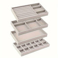 4pcs Velvet Jewelry Organizer Set Stackable Drawer Storage for Earrings, Necklaces & Rings Women, Beading Jewelry Making Display