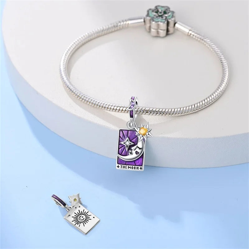 925 Silver Color Gem Butterfly Luminous Firefly Purple Charms Pendants Fit 3mm 925 Original Bracelets DIY Party Jewelry Gift